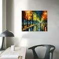 thumbnail image 3 of COMIO Colorful Landscape Painting Wall Art Canvas Paintings Abstract Texture Rainbow Trees with Walking People Prints Pictures Living Room Bedroom Artwork, 3 of 4