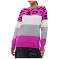 thumbnail image 1 of Kcodviy Leopard Print Color Block Over Fleece Sweater Knit Sweater for Women Silk Sweaters for Women Casual Long Sleeve Pullover Light Sweater for Women Top Stylish Layering Sweater, 1 of 5