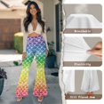 thumbnail image 6 of Xoenoiee High Waist Flared Slit Yoga Pants for Women Gym Leggings 70s Pants Tummy Control Workout Pants for Yoga, Office, Date, Vacation, Party, S, Rainbow Mermaid Fish Scale, 6 of 7