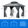 thumbnail image 3 of Dextrus 10x10ft Double Roofed Hardtop Gazebo, Outdoor Heavy Duty Galvanized Steel with Nettings and Curtains, Ideal for Patio, Backyard, Deck, Lawns - Gray, 3 of 5