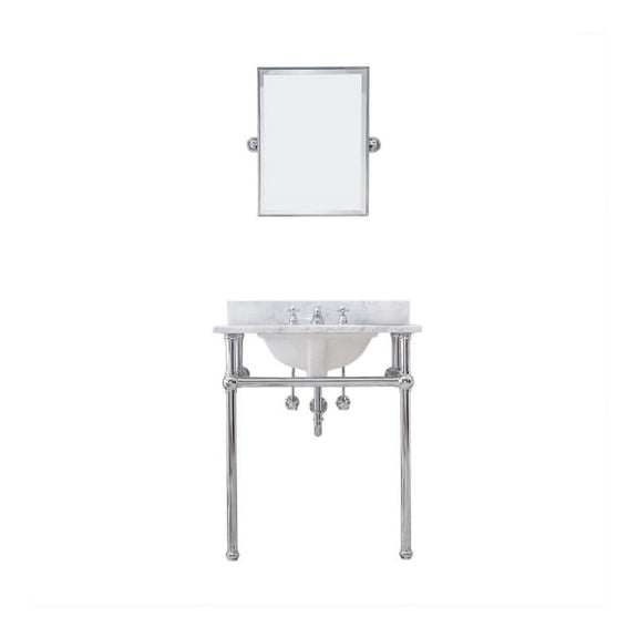 Water Creation Embassy 30" Single Brass Wash Stand in Chrome/White