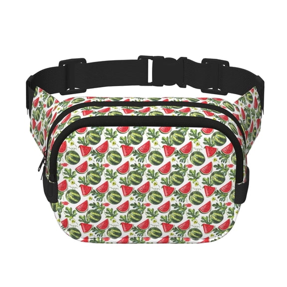 Honeii Watermelons Print Square Double Layer Waist Bag,Waist Belt Bag Fashion Fanny Women and Men,For Travel Running Hiking Walking