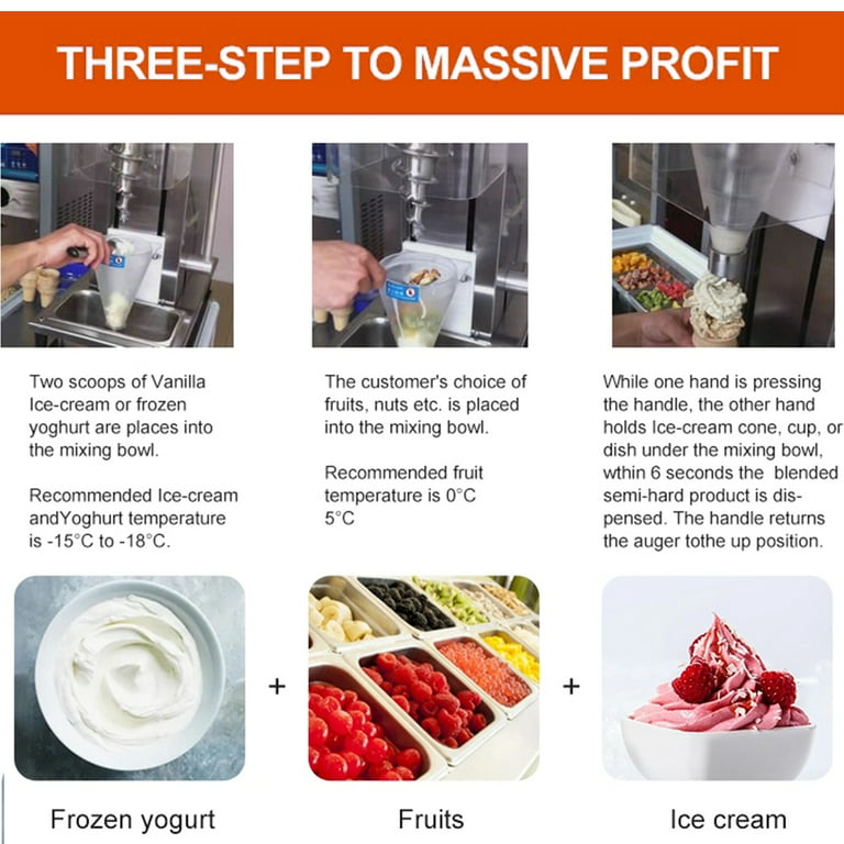  Mvckyi Frozen Yogurt Ice Cream Blending Machine, Commercial  750w Fresh Real Fruit Swirl Frozen Freezer, 110v Stainless Steel Gelato  Swirl Drill Blending Mixer Machine: Home & Kitchen