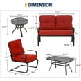 thumbnail image 5 of SUNCROWN 5-Piece Outdoor Metal Furniture Sets Patio Conversation Set Loveseat Bench Chairs with Table, Red, 5 of 6