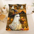 thumbnail image 5 of Manfei Halloween Ghosts Bed Sheets,Fall Pumpkins Full Size Sheets,Black,4-Piece,1 Flat Sheet, 1 Fitted Sheet and 2 Pillowcases, 5 of 6