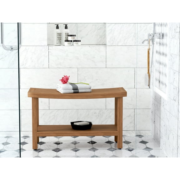 Patented 30" Sumba™ Teak Shower Bench with Shelf