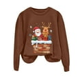 thumbnail image 4 of larppty Christmas Sweatshirts for Women Santa Claus Reindeer Gifts Graphic Crewneck Pullover Xmas Holiday Top for Party （Brown, S）, 4 of 6