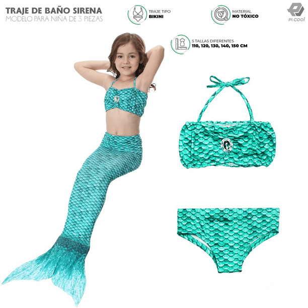 Trajes De Bano Sirena Ninas Para Nadar Pitipa JM1726 GRE 110