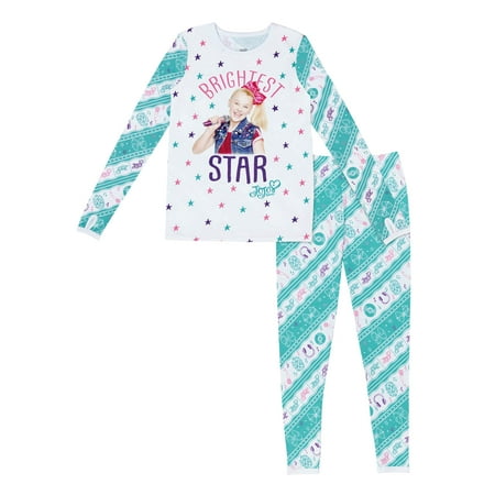 JoJo Siwa Poly Spandex Top Pant Thermal Underwear Set, (Little Girls & Big Girls)