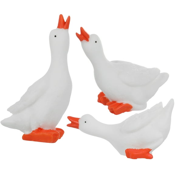 TEHAUX  12 Pcs Miniatures Big White Goose Ornament Cute Animal Figurines