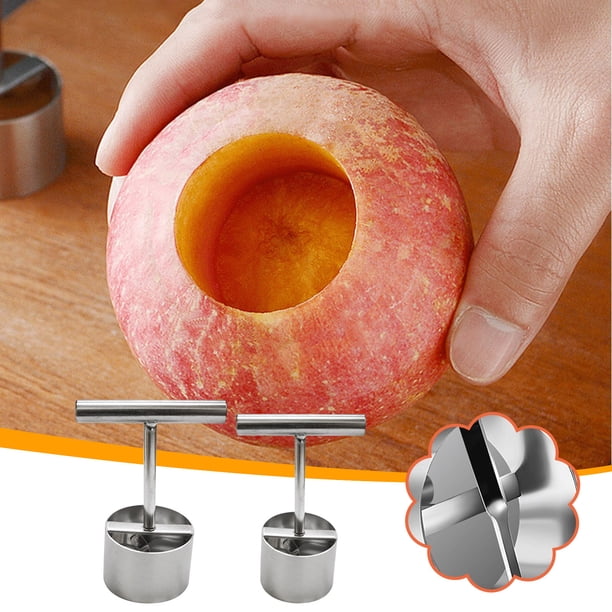 Descorazonador de frutas de acero inoxidable 304 | Herramienta para quitar el núcleo de la manzana de pera | Mango ergonómico | Diseño soldado integrado duradero | Paquete de 2 | Tamaños grandes y