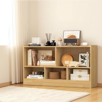 Topcobe Kids 2-Shelf Bookcase 5-Cube Wood Toy Storage Cabinet Organizer, Kids Toy Storage Organizer-Beige