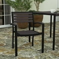 thumbnail image 4 of Merrick Lane Set of 2 Outdoor Stackable Faux Teak Side Chairs - Commercial Grade Black Aluminum Patio Chair with Gray Wash Synthetic Teak Slats, 4 of 13