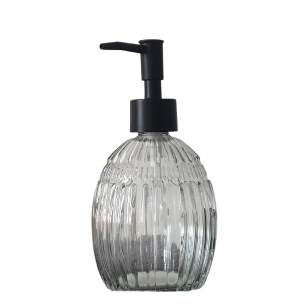 Dispensador de jabón de vidrio transparente de 400 ml con dispensador de loción con bomba, dispensador de jabón recargable, dispensador de líquido de vidrio for jabón de manos, loción