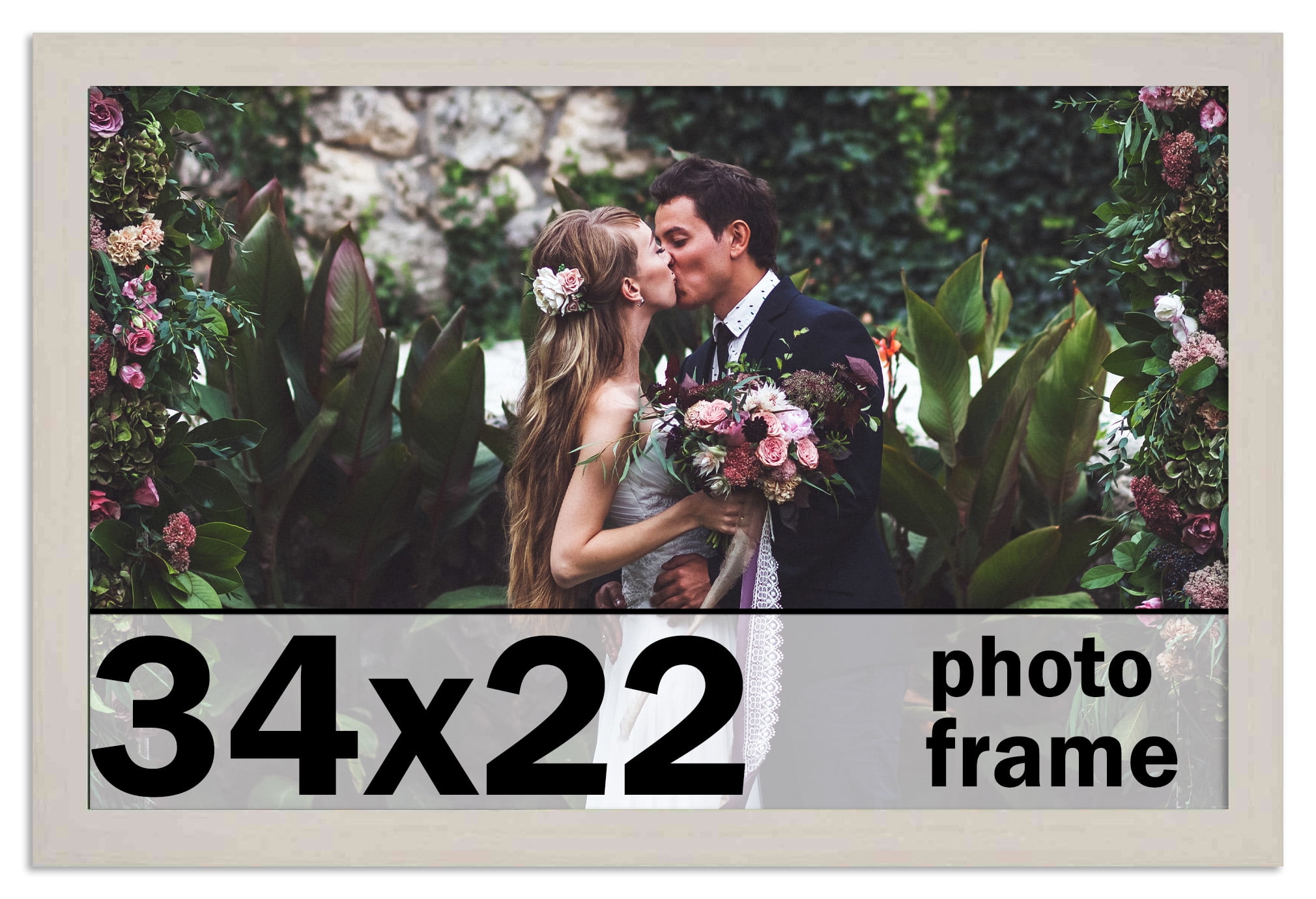 34x22 Frame White Wash Picture Frame Complete Modern Photo Frame Includes UV Acrylic Shatter