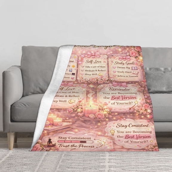 You Deserve To Shine Bright Pink Floral Flannel Throw Blanket Soft Blankets for Bed Sofa