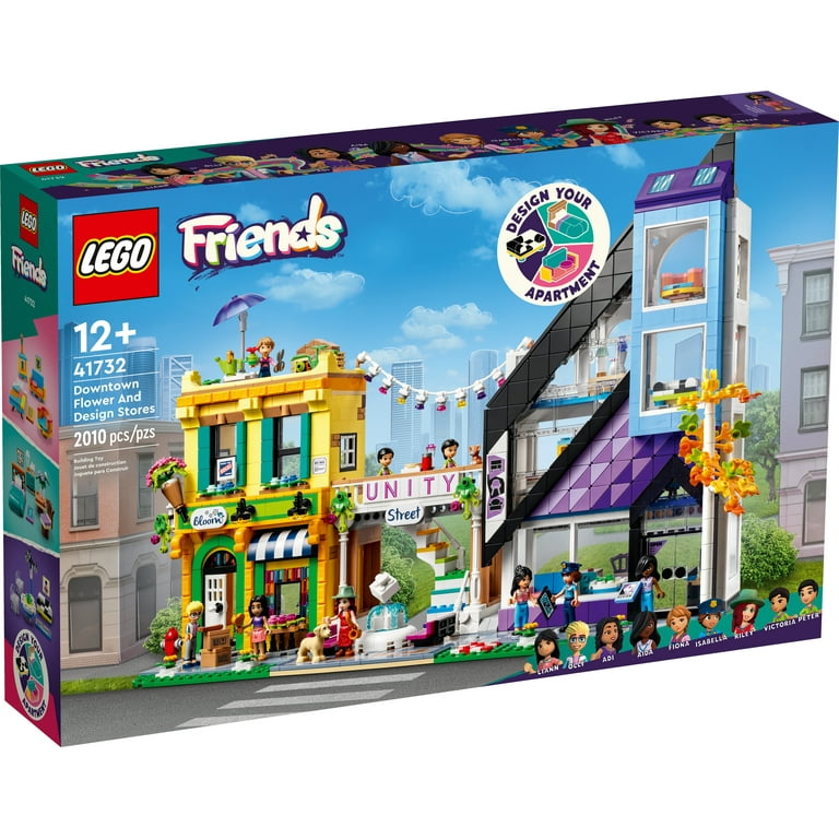 LEGO Friends Downtown Flower and Design Stores 41732 Building Set -  Buildable Toy with Apartment, Shops, House, and Classic Characters, Model  to Customize, Decorate, and Display for Ages 12+ 