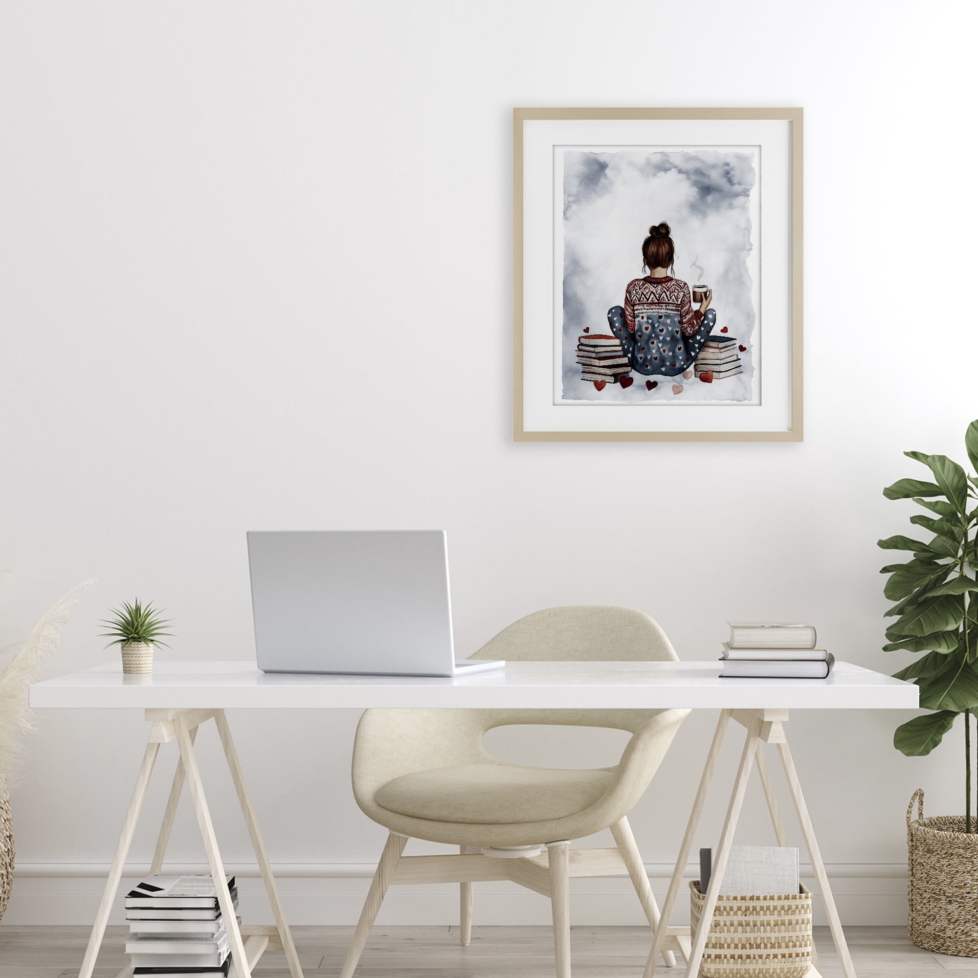 Stupell Industries Cozy Ritual Reader Birch Framed Print Under Glass, design by Svetlana Aleynikova