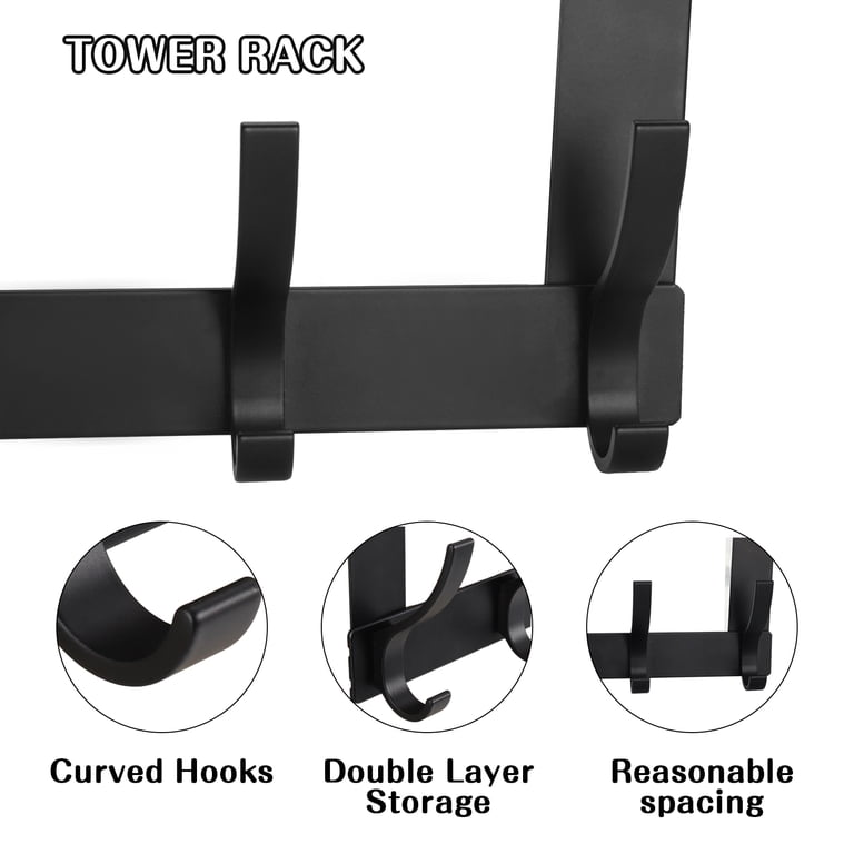 sixwipe Heavy-Duty Over-the-Door Hanger, 7 Dual Hooks, Black photo 6