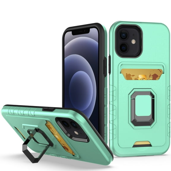 For Apple iPhone 13 Pro Max (6.7") Wallet Designed with Credit Card Holder & Magnetic Ring Stand Kickstand Hybrid Hard Cover ,Xpm Phone Case [ Teal Mint ]
