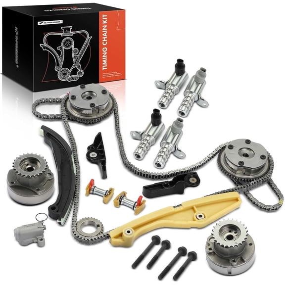 A-Premium 21-PC Engine Timing Chain Kit with VVT Sprocket Compatible with Ford & Lincoln Cars - F150 Explorer Edge Transit-150 Transit-250 Transit-350 Mustang Taurus Flex MKZ MKX MKS - 3.7L