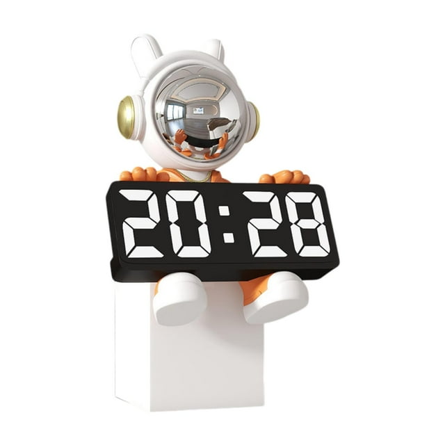 Reloj despertador Digital creativo para habitación de niños, reloj de escritorio con tema espacial para dormitorio, figura de baño, escultura, mesa de naranja