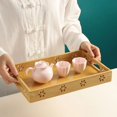 thumbnail image 3 of Wooden Tray 1PC Bamboo Tray Carved Tea Tray Tableware Rack Fruit Bread Dessert Tea Food Tray With Handle 40X28X4.5cm, 3 of 6