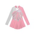 thumbnail image 3 of CHICTRY Little Girls Sequined Roller Figure Ice Skating Dress Long Sleeve Skirted Leotard Dancewear Pink 6, 3 of 6