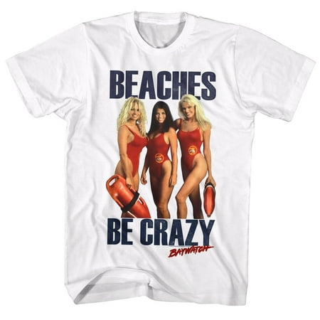 BAYWATCH-BEACHES-WHITE ADULT S/S TSHIRT-L