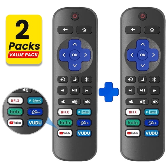 Ustris 2 pack Replacement Remote Control Compatible for Roku TV, TCL Roku/Hisense Roku/Onn Roku/Sharp Roku/Element Roku/Westinghouse Roku/Philips Roku Smart TVs (Not for Roku Stick and Box)