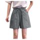 thumbnail image 1 of ICHUANYI Clearance Fashion Women Lady Solid Casual Short Pants High Waist Loose Bandage Pants(Gray, L) ICHUANYI WER2023081108878, 1 of 3