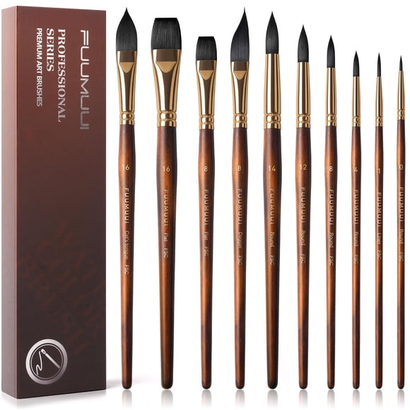 Pinceles de acuarela Fuumuui Professional de pelo sintético de ardilla
