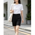 thumbnail image 2 of Womens Bermuda Shorts High Waisted Straight Leg Office Polyester Short,Black Size L, 2 of 5