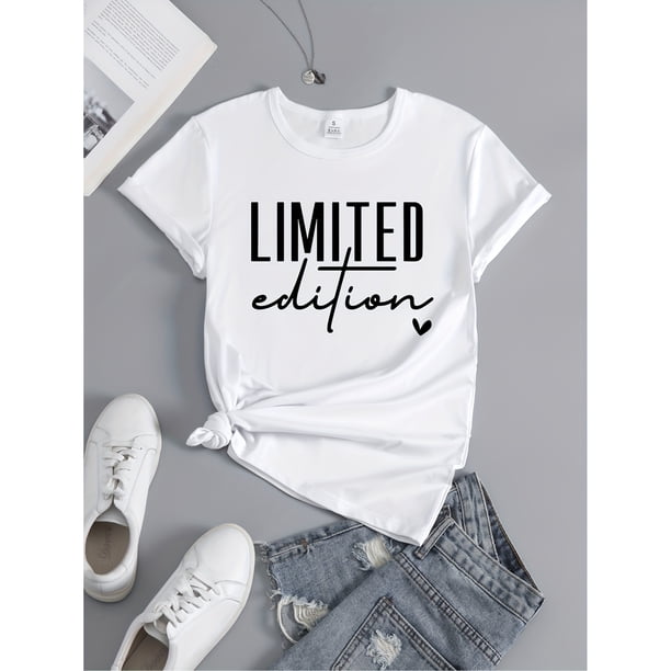 Playera de cuello redondo casual impresa, tops deportivos de manga corta para correr, ropa deportiva para mujeres
