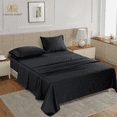 thumbnail image 3 of Casa Platino Juego de Sábanas Dobles – Sábanas 100% Algodón de Fibra Larga de 450 Hilos, Ropa de Cama de Hotel de Lujo, Tejido de Satén Suave y Sedoso, Ajuste Cómodo, Bolsillo de 15" de Profundidad – Negro, 3 of 6