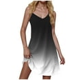 thumbnail image 6 of qolati Summer Dresses for Women 2025 Gradient Print Spaghetti Strap Casual Swing Tank Dress V-Neck A Line Beach Cover Up Mini Dress, 6 of 6