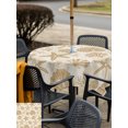 thumbnail image 5 of Outdoor Tablecloth with Umbrella Hole for Patio/Picnic/Party/Camping, Khaki Coastal Summer Waterproof Table Cloth Square Cover Washable, Coral Shell Starfish Nautical Retro (54"x 54"), 5 of 9
