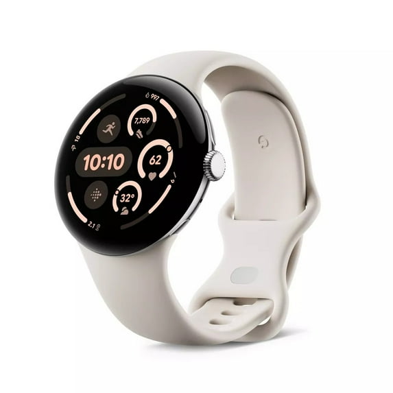 Restored Google Pixel Watch 3 (41mm) Wear OS Smartwatch (LTE) Silver with Porcelain Active Band (Refurbished)