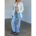 thumbnail image 6 of Hirigin Store Women Long Sleeve Shirts Solid Color Scrunched Turn Down Collar Button Down Blouses Spring Casual Tops Streetwear, 6 of 9