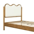 thumbnail image 4 of Christopher Knight Home Twin Size Boucle Upholstered Bed Frame with Wavy Curved Headboard, Solid Wood, Ivory+Walnut, 4 of 12