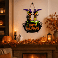 thumbnail image 3 of Clearance Halloween Witch Legs Cauldron Wooden Sign, Hanging Door Wall Decor with Rope, Spooky Window Porch Decoration for Family Party Home, 3 of 5