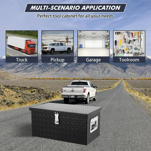 EDTara 20 Inch Aluminum Diamond Plate Tool Box With Lock and Keys, Heavy Duty Waterproof Truck Storage Organizer Chest for Pick Up Truck Bed, Rv Trailer/Van With Side Handle