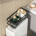 thumbnail image 5 of LHNFT Over The Toilet Storage Shelf, Toilet Paper Holder Stand Shelves, Punch-Free Bathroom Storage Rack with 3 Hooks, Small Space Organizers for Bathroom, Home, Countertop, Black, 5 of 6