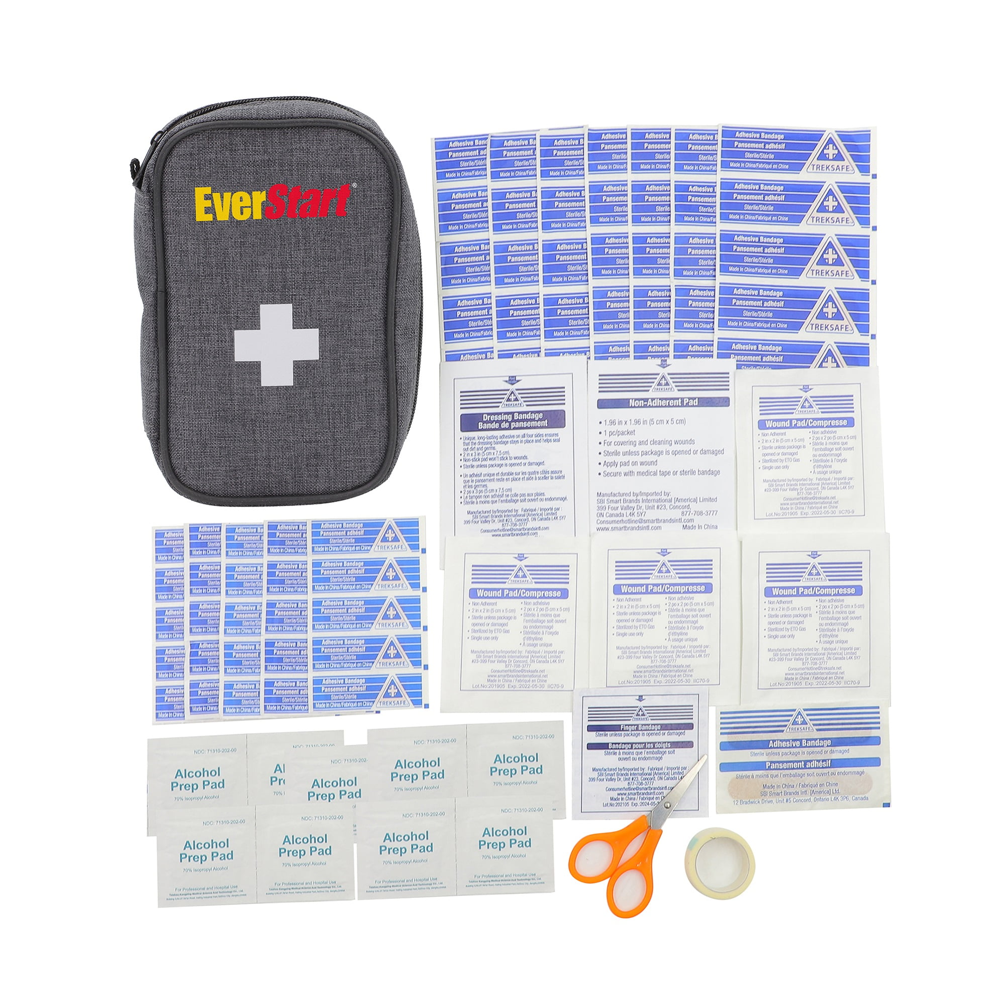 EverStart 82-Piece Glovebox First Aid Kit. 82 First Aid Pieces. Assembled Product Dimensions: 5in x 8in. Weight 1lb.