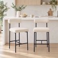thumbnail image 3 of ONEVOG 26" Counter Height Bar Stools Set of 2, Modern Upholstered Linen Counter Chairs with Backrest, Beige, 3 of 12