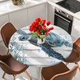 thumbnail image 2 of Summer Sea Turtle Round Tablecloth 36-44 Inch Round Fitted Table Cloth with Elastic Edge, Coastal Ocean Vintage Wood Board Waterproof Table Cover Protector for Outdoor Picnic Party Dining, 2 of 6
