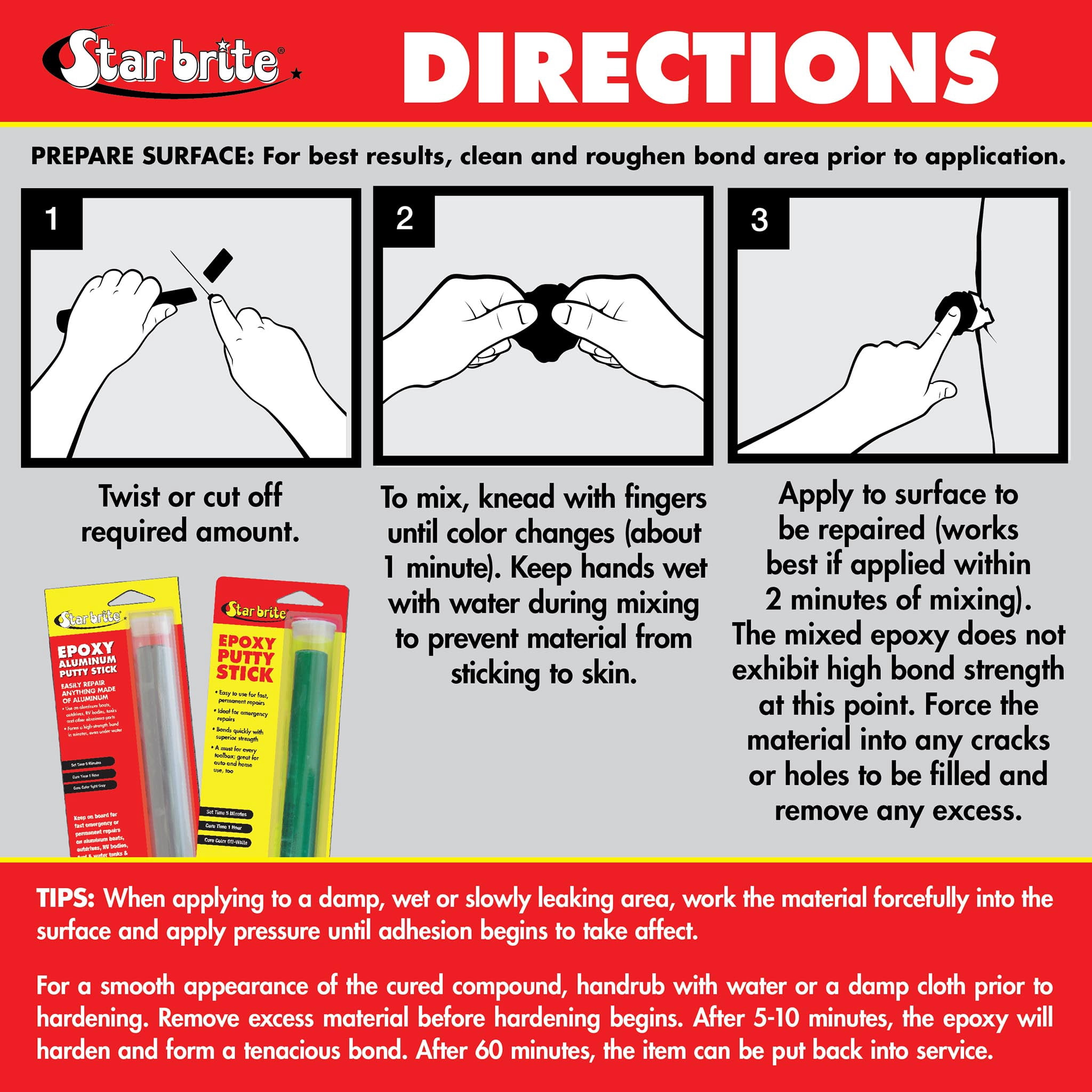 Star Brite 87104 Epoxy Repair Stick 4oz Putty Stick