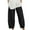 Black, variant on Capri Pants for Women Casual Summer Cotton Linen Pants Loose Elastic Waist Capris Trousers Wide Leg Cropped Pants with Pockets