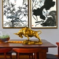 thumbnail image 6 of Gold Cow Figurines Cattle Statue Figurines Shelf Decors Accent Cattle Decorative Objects Table Centrepieces Home Decors, 6 of 7