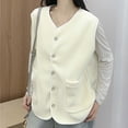 thumbnail image 3 of Lmnyox Sherpa Fleece Vest for Women Fashion Sleeveless Button Down Vest Outerwear Solid Thermal Casual Vest, 3 of 5